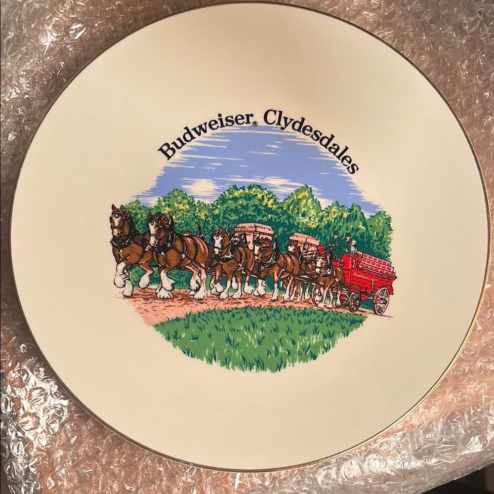 Budweiser Clydesdales Plate with Red and Green Details